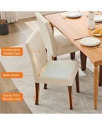 gaomon Set of 4 Button Tufted Parsons Dining Chairs, Upholstered Fabric Side Chairs with Solid Wood Legs