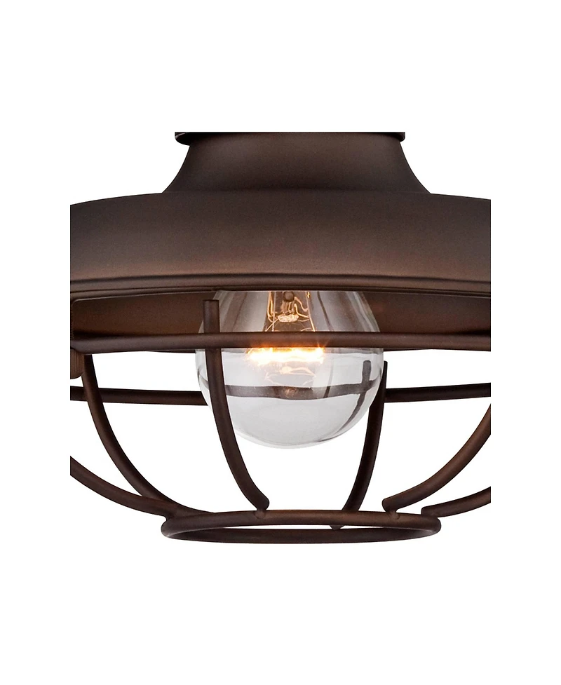 Franklin Iron Works Park Rustic Outdoor Barn Lights Fixtures Set of 2 Oil Rubbed 9" Open Cage for Post Exterior Light Barn Deck Post Light Yard