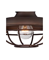 Franklin Iron Works Park Rustic Outdoor Barn Lights Fixtures Set of 2 Oil Rubbed 9" Open Cage for Post Exterior Light Barn Deck Post Light Yard