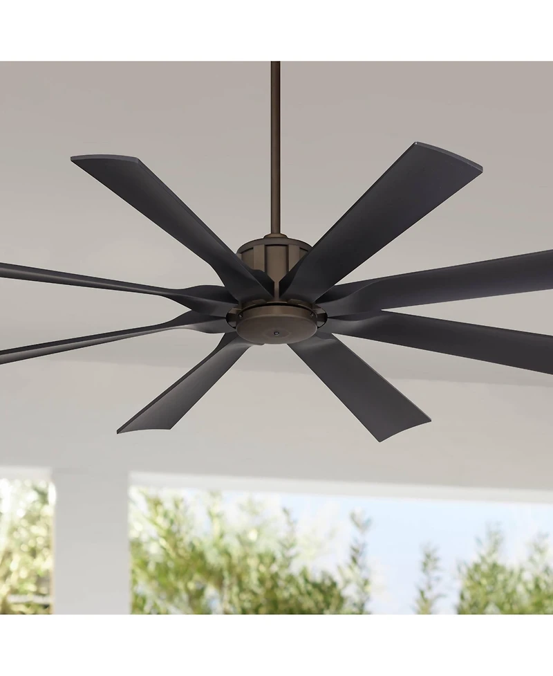 Possini Euro Design Defender Modern Industrial Indoor Outdoor Ceiling Fan Remote Control Oil Rubbed Rated Patio