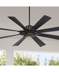Possini Euro Design Defender Modern Industrial Indoor Outdoor Ceiling Fan Remote Control Oil Rubbed Rated Patio
