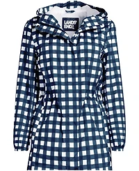Lands' End Women's Print Waterproof Hooded Packable Raincoat
