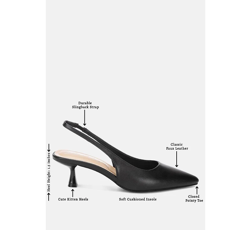 London Rag Women's Shala Kitten Heel Slingbacks