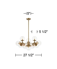 Possini Euro Design Cosas Warm Brass Sputnik Chandelier 27 1/2" Wide Modern Clear Glass Shades 13-Light Fixture for Dining Room