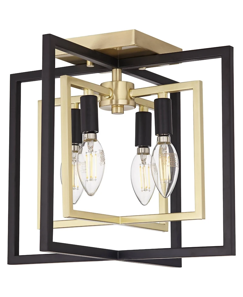 Possini Euro Design Nima Modern Glam Ceiling Light Semi Flush-Mount Fixture 13" 4-Light for Bedroom Kitchen Living Room