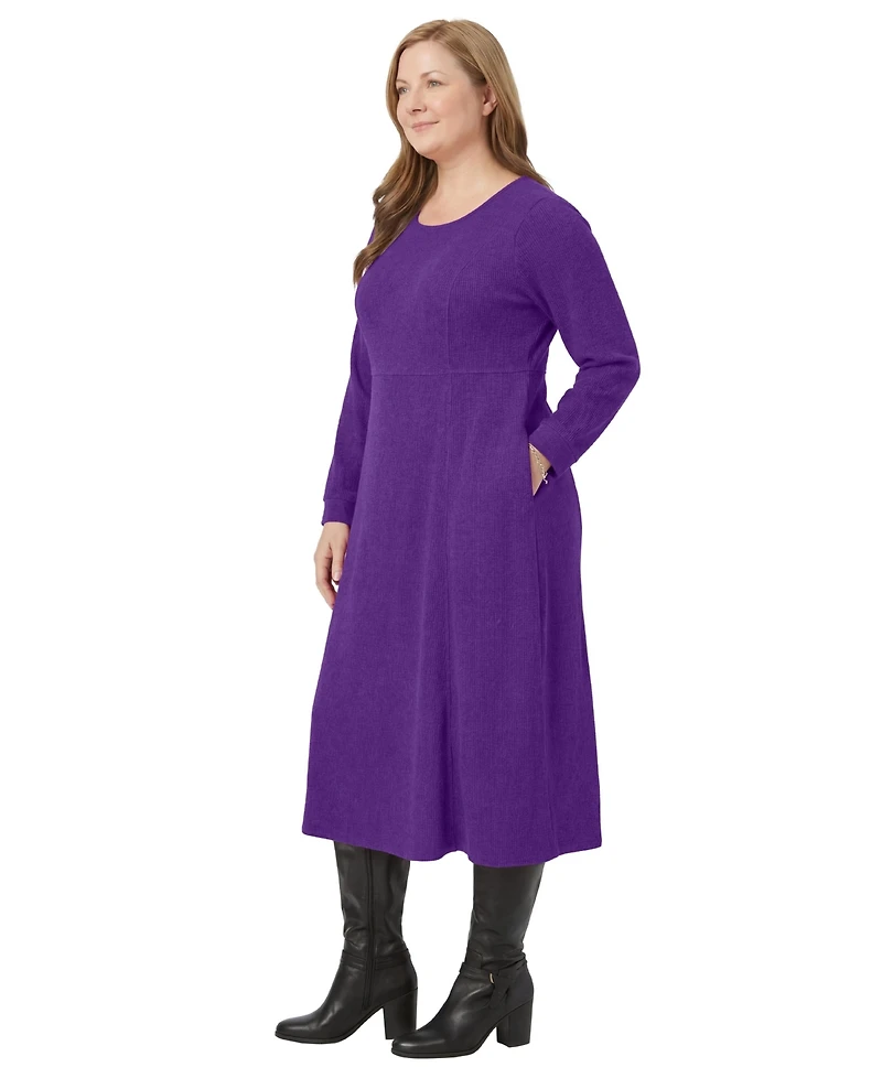 Woman Within Plus Petite Thermal Knit A-Line Dress