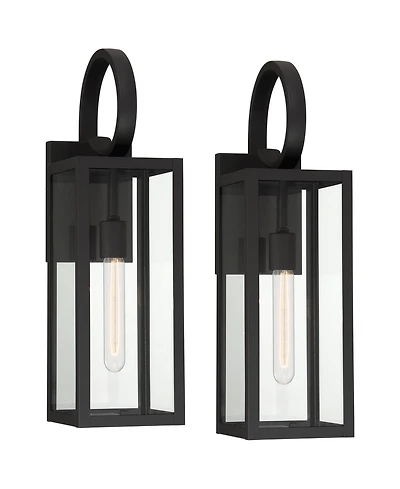 John Timberland Modern Outdoor Wall Light Fixtures Set of 2 Deep Clear Glass for Post Exterior Barn Deck House Porch