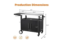 Aecojoy Outdoor Grill Table with Storage Cabinet, Rolling Bar Grill Cart with Wheels, 50''×20''×32.2''