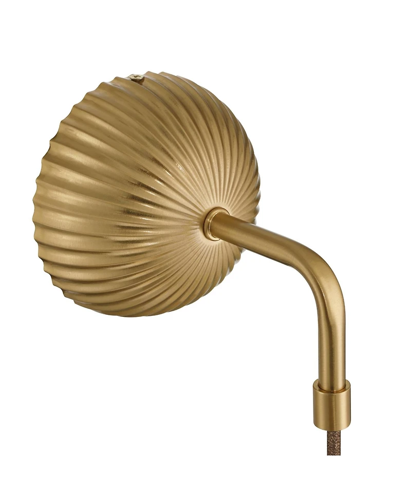 360 Lighting Comfrey 15" High Warm Brass and Fluted Glass Wall Sconce