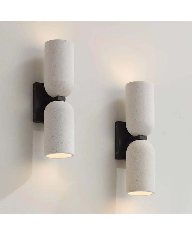 Possini Euro Design Possini Euro Amalfi 15"H Cement 2-Light Led Wall Sconce Set of 2