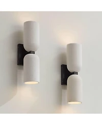 Possini Euro Design Possini Euro Amalfi 15"H Cement 2-Light Led Wall Sconce Set of 2