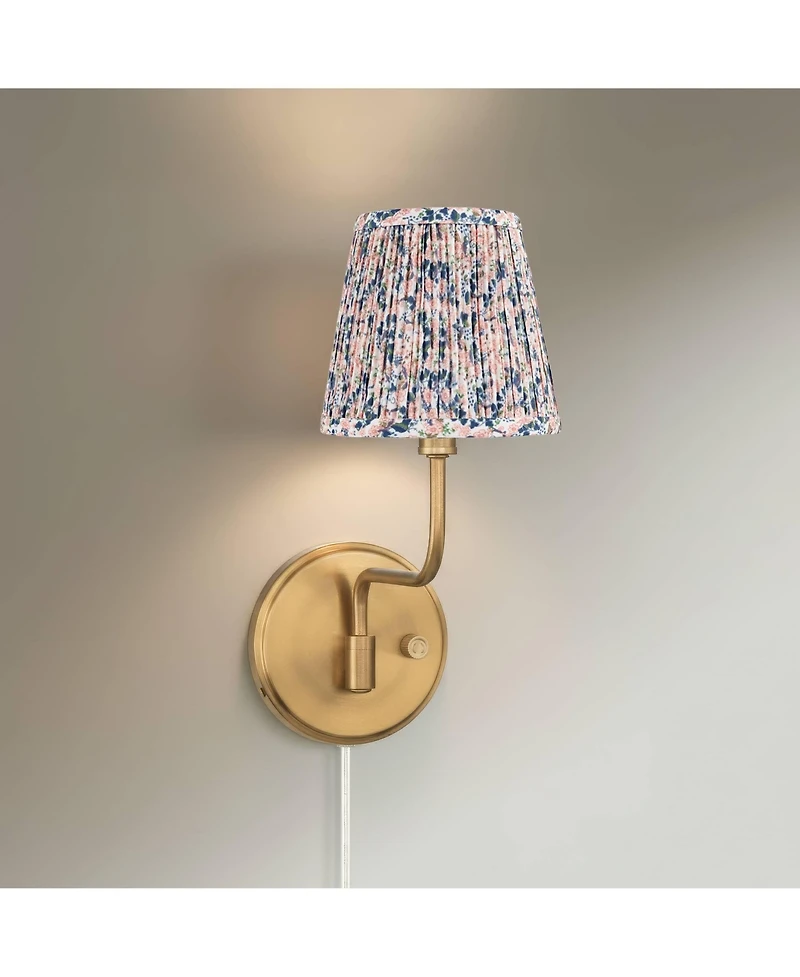 Possini Euro Design Ophelia 9 1/2"H Warm Brass Plug-In Wall Sconce