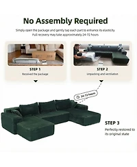 Famapy 3-Piece U-Shaped Sectional Sofa Set With Pillows