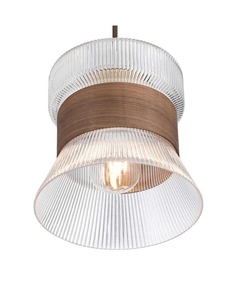 Possini Euro Design Possini Euro Carasco 7 1/2" Wide Wood and Gold Mini Pendant Light