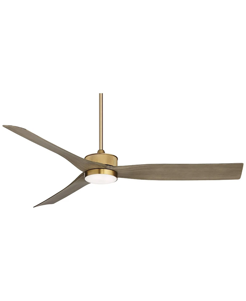 Casa Vieja 60" Montage Soft Brass Led Damp Rated Fan with 12" Rod