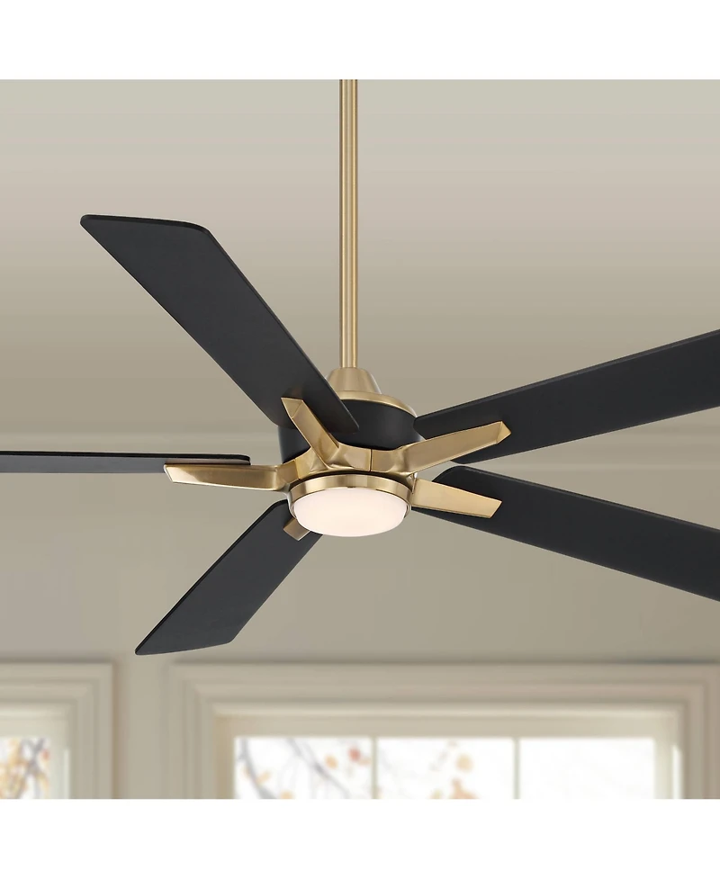 Casa Vieja 52" Vegas Nights Brass Led Ceiling Fan with 18" Downrod