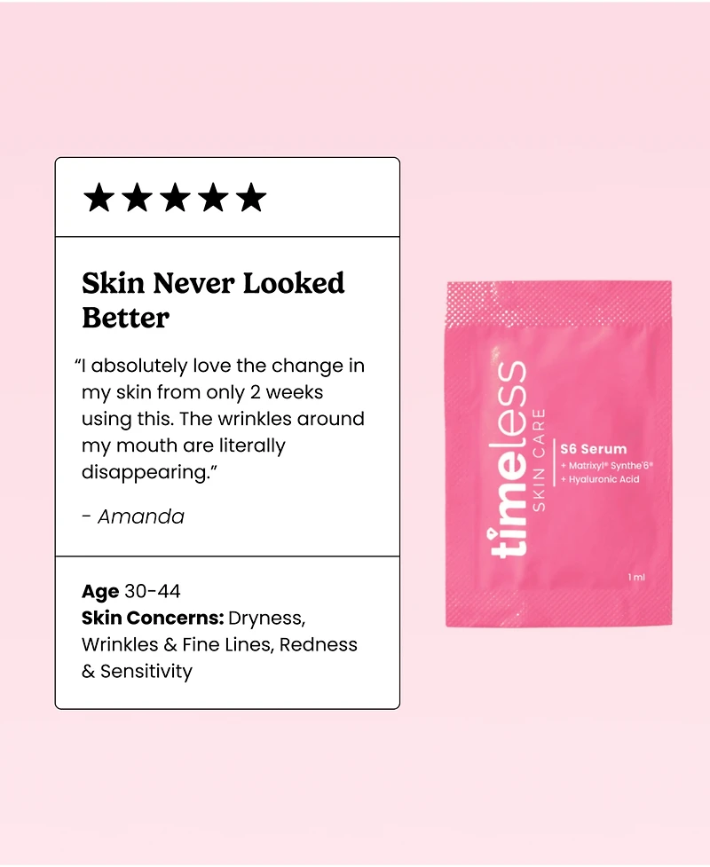 Timeless Skin Care Matrixyl Synthe 6 Peptide Serum Single Use Pouches