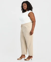 Anne Klein Plus High Rise Drawstring-Waist Pants
