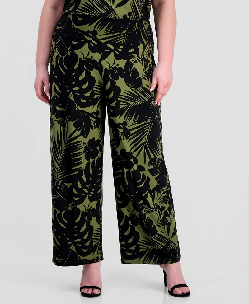 Anne Klein Plus Pull-On High-Rise Wide-Leg Pants
