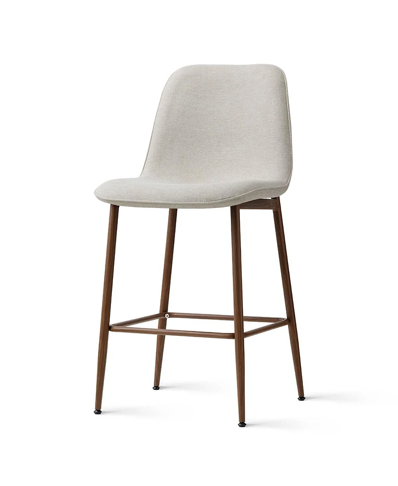 Maison Boucle Set of 3 Upholstered Counter Height Stools with Metal Legs, 26" Seat