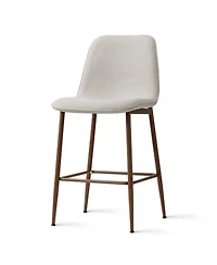 Maison Boucle Set of 3 Upholstered Counter Height Stools with Metal Legs, 26" Seat