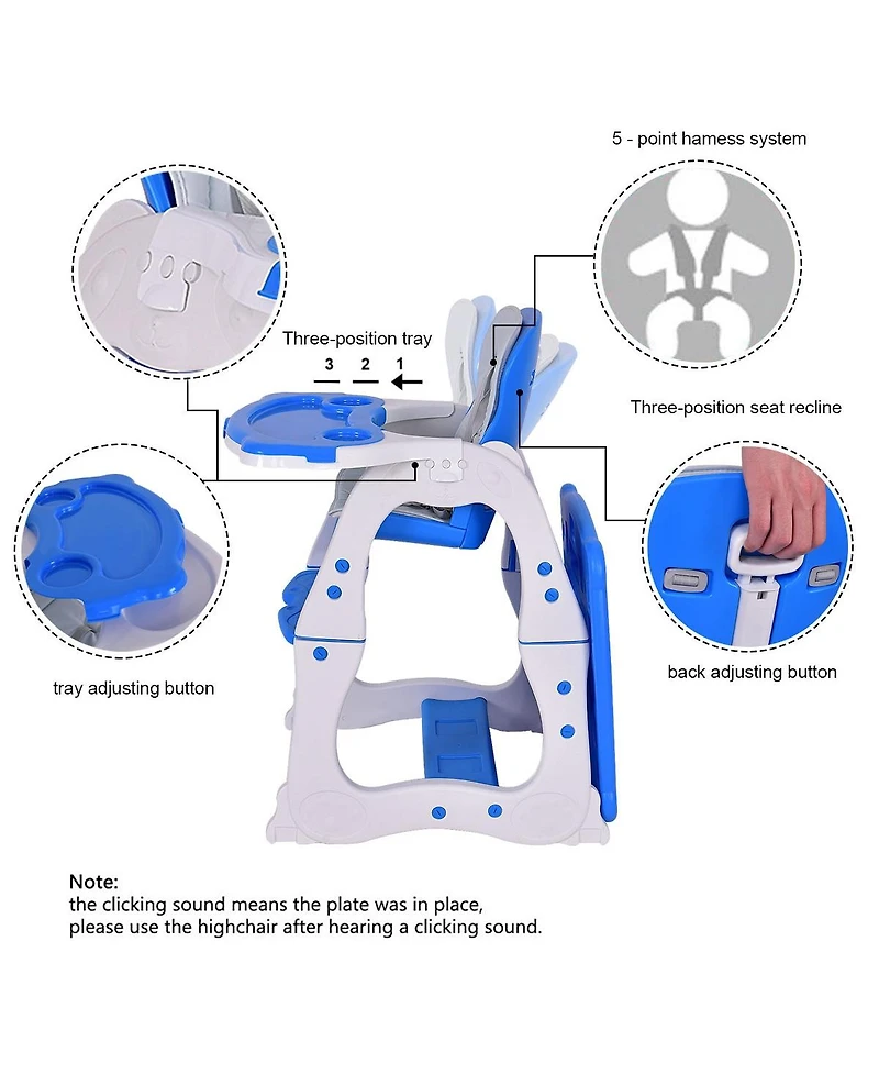 Sugift 3 in 1 Infant Table and Chair Set Baby High Chair