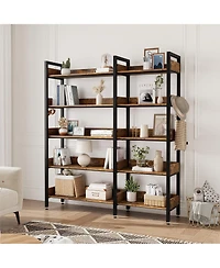 gaomon 5-Tier Convertible Retro Corner Bookshelf, Dual Splicing Modes Display Storage Shelf