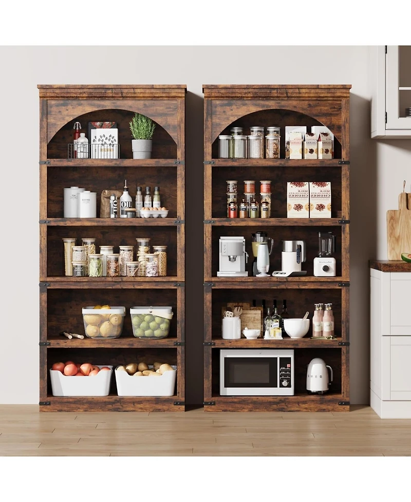 gaomon Tall Farmhouse Arched Bookcase