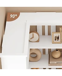 gaomon Tall 5-Tier L-Shaped Wooden Corner Bookshelf with Open Storage