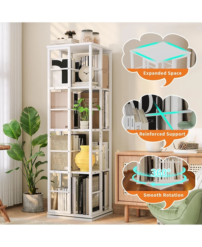 gaomon 360degree Rotating Corner Bookshelf, Industrial Floor Standing Storage Organizer