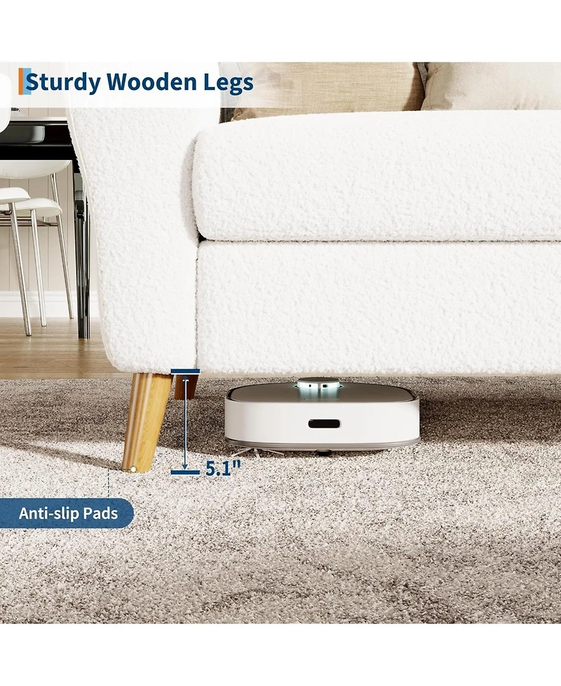 gaomon 84 Inch Modern Sofa Couch, Large 3-Seater Sofa with Streamlined Armrests, Pu Leather Loveseat Wood Feet, Comfy Couch for Living Room, Apartment