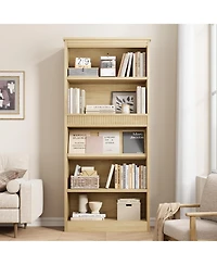 gaomon Tall Vintage 5-Tier Wooden Bookshelf with Double Fluted Design