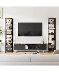 gaomon Narrow 6-Tier Tall Skinny Bookshelf with Metal Frame, Rustic Industrial Corner Storage Rack