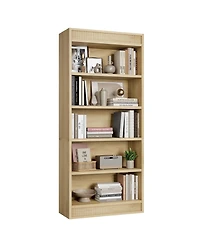 gaomon Tall Vintage 5-Tier Wooden Bookshelf with Double Fluted Design