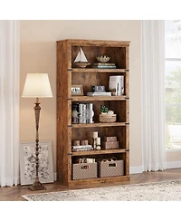 gaomon Tall Farmhouse 5-Tier Wooden Bookcase, Modern Storage Bookshelf