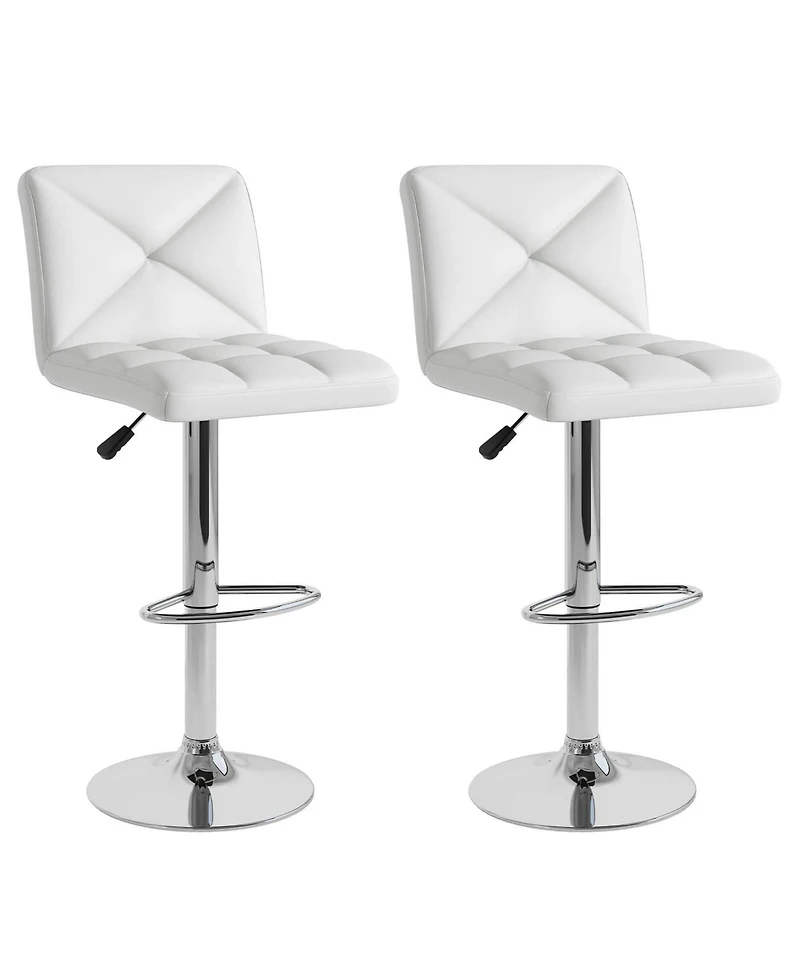 Gymax 4 Pcs Bar Stools Pu Leather Swivel Chairs Height Adjustable Upholstered Barstools