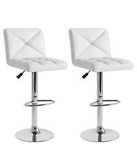 Gymax 4 Pcs Bar Stools Pu Leather Swivel Chairs Height Adjustable Upholstered Barstools