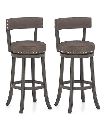 Gymax Bar Height Chairs Set of 2 w/ 360degree(s) Swivel Seat Back and Cushioned Seat