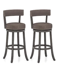 Gymax Bar Height Chairs Set of 2 w/ 360degree(s) Swivel Seat Back and Cushioned Seat