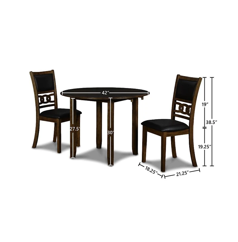 New Classic Furniture Furniture Gia Solid Wood Dining Drop Leaf Table 2 Chairs