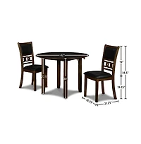 New Classic Furniture Furniture Gia Solid Wood Dining Drop Leaf Table 2 Chairs