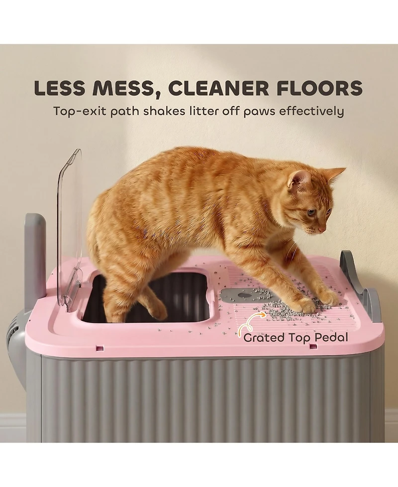 PawHut Cat Litter Box with Lid, Enclosed Litter Box for Medium Cats