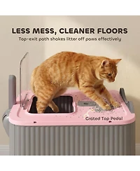 PawHut Cat Litter Box with Lid, Enclosed Litter Box for Medium Cats