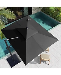 Pellebant Outdoor Patio Double Top 9x11FT Aluminum Cantilever Umbrella 360degree(s) Rotation