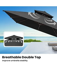 Pellebant Outdoor Patio Aluminum Double Top Cantilever Umbrella