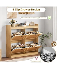 gaomon Shoe Cabinet with 4 Deep Flip Drawers