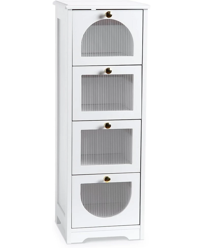 gaomon Small Bathroom Cabinet with Drawers, Freestanding Bathroom Floor Cabinet, 11.8 x 11.8 x 33.1 Inches Slim Storage Organizer.