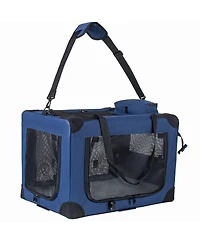 Zeus and Ruta 32 Inch Soft Cat Crate with 3 Doors Portable Folding Carrier and Fleece Mat for Travel