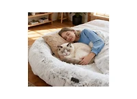 Zeus and Ruta Orthopedic Cat Bed with Washable Faux Fur for People and Pets