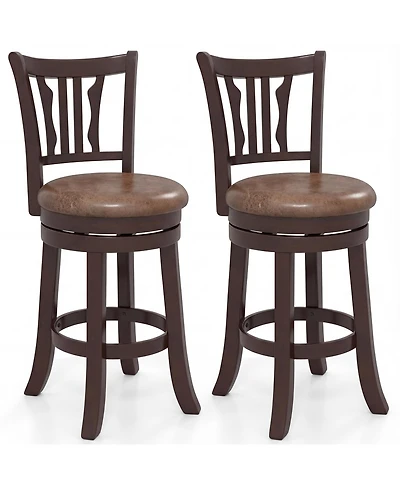 Sugift Counter Height Swivel Bar Stools Set of Two with Wood Frame